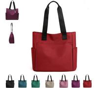 Générique Gloryboom Shoulder Bag, Large Capacity Water Repellent Multi Pocket Nylon Shoulder Bag with Zipper, Versatile Tote Bags (Red)
