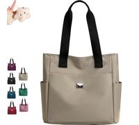 Générique Gloryboom Shoulder Bag, Large Capacity Waterproof Multi Pocket Nylon Shoulder Bag, Casual Versatile with Zipper (Khaki)