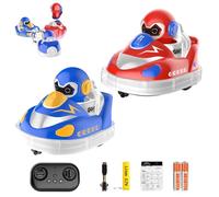 Générique Glow Crashers RC Bumper Cars, with LED Lights and Music, RC Bumper Car Toys, Rechargeable Bumper Cars, Battle Set for 2 Players (Red+Blue)