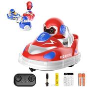 Générique Glow Crashers RC Bumper Cars, with LED Lights and Music, RC Bumper Car Toys, Rechargeable Bumper Cars, Battle Set for 2 Players (Red)