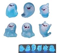 Générique Glow in The Dark Mini Ghost Figures, 36 Pcs Resin Ghost Figurines in 6 Designs, Glow in The Dark Mini Resin Ghosts with Glue, for Halloween Party Favors (No box/card-6pcs)