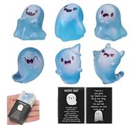 Générique Glow in The Dark Mini Ghost Figures, with Box, 6/12/24 Light-Up Figurines in 6 Designs with 36 Thank You Cards and Box, 2.5 * 3cm Size,Halloween Party Favors (A-24pcs)