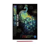Générique Glow in The Dark Scratch Kits - Rainbow Art Paper for Creativity | 4 Pack Cards with Wooden, Colorful Craft Activity for Kids, Teens, Adults, School Projects, Party Games and Family Fun