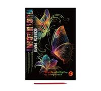 Générique Glow in The Dark Scratch Kits - Rainbow Art Paper for Creativity | 4 Pack Cards with Wooden, Colorful Craft Activity for Kids, Teens, Adults, School Projects, Party Games and Family Fun