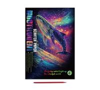 Générique Glow Scratch Kits, 21x28.5cm Rainbow Painting Paper, 4X Fun Sketched Cards with Pen for DIY Crafts, Artistic Projects, Marine Life Bird Designs