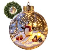 Générique Glowing Holiday Ball - Battery-Operated, Tree Hanging Figure | Illuminated Winter Scene Sphere With Timer Function, Festive Glow For Trees Doors Panes Entrance