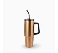Générique Gobelet de Voyage Isotherme avec Paille et Poignée, Acier Inoxydable Électroplaqué, 887 ml (30 oz) (Plaqué bronze)