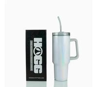 Générique Gobelet de Voyage Sublimable, Translucide Holographique, avec Paille et Poignée, 1,18 L (40 oz) (BLANC)
