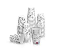 Générique Gobelet en Carton, Simple Paroi, 15 cl, 6oz, Blanc et Noir, Compatible Vending, Design, Boissons Chaudes et Froides, Lot de 100 Gobelets