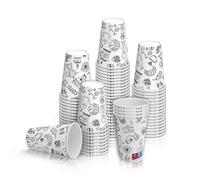 Générique Gobelet en Carton, Simple Paroi, 18 cl, 7oz, Blanc et Noir, Compatible Vending, Design, Boissons Chaudes et Froides, Lot de 100 Gobelets