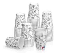 Générique Gobelet en Carton, Simple Paroi, 30 cl, 12 oz, Blanc et Noir, Compatible Vending, Design, Boissons Chaudes et Froides, Lot de 100 Gobelets