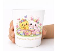 Générique Gobelet Enfant Personnalisé Pâques avec Prénom - Modèle Lapin/Poussin - Incassable Sans BPA - 236 ml - Cadeau de Pâques Original dès 2 Ans (Lapin et poussin)