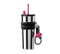 Générique Gobelet Isotherme Mug Thermique Bouteille D'Eau à Paille Récipient En Acier Inoxydable avec Attache Résistante Anti-fuite Parfait pour Déplacements Tr, Blanc et Noir