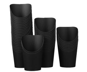 Générique Gobelets à Frites Noirs 14oz Jetables en Papier, Lot de 100