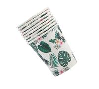Générique Gobelets en Papier D'hawaï pour Fête, Décoration Hawaïenne Jetable, 8pcs Motif Monstera, Qualité Exceptionnelle pour Boissons Lors de Fêtes Spéciales