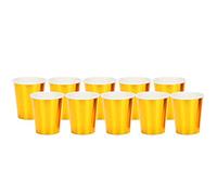 Générique Gobelets En Papier Dorés Jetables Compostables 20 8 3x7 3 cm | Papier résistant boissons chaudes et froides, adapté buffets de moins de 20 convives, finition dorée et argentée