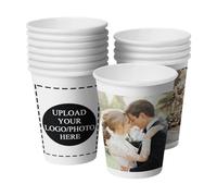 Générique Gobelets en papier personnalisés, gobelets jetables personnalisés avec photo/logo/texte, gobelets de 23 cl pour les bureaux d'entreprise, cafés, fêtes, mariages et événements - 5 PC