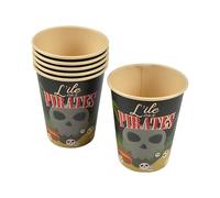 Générique Gobelets L'île aux Pirates en Carton, 25 cl, 9 cm x 7,5 cm, Lot de 6, Noir et Rouge, Décoration Anniversaire Pirate, Pour Fête, Halloween, Fêtes Anniversaire Enfant, Fille ou Garçon