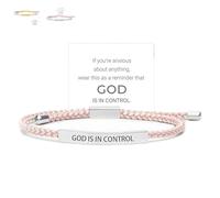 Générique God Is in Control Bracelet, God Is in Control Tube Bracelet, Inspirational Bracelets for Women Men Birthday Festival Gifts (Pink-Silver)
