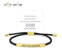 Générique God Is in Control Bracelet, God Is in Control Tube Bracelet, Inspirational Bracelets for Women Men Birthday Festival Gifts (Black-Gold)