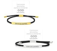 Générique God Is in Control Bracelet, God Is in Control Tube Bracelet, Inspirational Bracelets for Women Men Birthday Festival Gifts (Black(Silver+Gold))