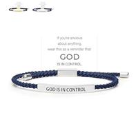 Générique God Is in Control Bracelet, God Is in Control Tube Bracelet, Inspirational Bracelets for Women Men Birthday Festival Gifts (Blue-Silver)