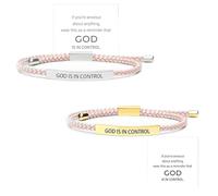Générique God Is in Control Bracelet, God Is in Control Tube Bracelet, Inspirational Bracelets for Women Men Birthday Festival Gifts (Pink(Silver+Gold))