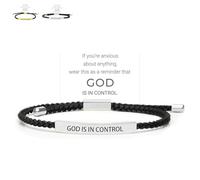 Générique God Is in Control Bracelet, God Is in Control Tube Bracelet, Inspirational Bracelets for Women Men Birthday Festival Gifts (Black-Silver)