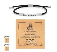 Générique God Is in Control Bracelet, God Is in Control Tube Bracelet, Inspirational Bracelets for Women Men Birthday Festival Gifts (Black-Silver a)