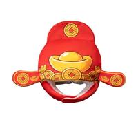 Générique God of Wealth Hat - Plush Role Playing Headwear | New Year Costume Hat with Soft Pp Cotton, Festival Head Cover with Comfortable Fit for Halloween Carnival Comic Conventions