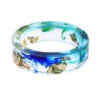 Générique Gold Foil Epoxy Resin Ring, Transparent Dried Flower Statement Ring, Handmade Resin Jewelry Accessory, Romantic Gift for Women for Daily Wear and Valentine's Day Celebration