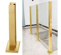 Générique Gold Glass Railing Post 24"-47" Adjustable Height, Brushed Square Balustrade Socket for Glass & Plastic Planks, Elegant Gold Mid Post, H-105cm/41.3"
