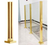 Générique Gold Glass Railing Post 24"-47" - Custom Height Brushed Square Balustrade Socket for Glass & Plastic Planks - Elegant Gold Corner Post, H-70cm/27.6"
