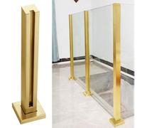 Générique Gold Glass Railing Post 24"-47" - Custom Height Brushed Square Balustrade Socket for Glass & Plastic Planks, Durable End Post, Elegant Gold Finish, H-90cm/35.4"