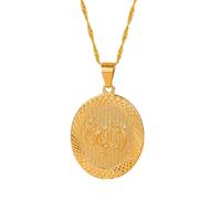 Générique Gold Islamic Arabic Script Allah Oval Round Plated Pendant for Women Men (Modei 1)