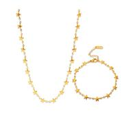 Générique Gold Necklace for Women,Star Gold Plated Stainless Steel Necklace/Bracelet,Simple Statement Jewelry For Women Jewelry Party Friends With For You Jewelry Fashion Accessories Creative (1-1)