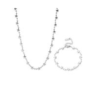 Générique Gold Necklace for Women,Star Gold Plated Stainless Steel Necklace/Bracelet,Simple Statement Jewelry For Women Jewelry Party Friends With For You Jewelry Fashion Accessories Creative (1-2)