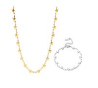 Générique Gold Necklace for Women,Star Gold Plated Stainless Steel Necklace/Bracelet,Simple Statement Jewelry For Women Jewelry Party Friends With For You Jewelry Fashion Accessories Creative (1-3)