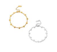 Générique Gold Necklace for Women,Star Gold Plated Stainless Steel Necklace/Bracelet,Simple Statement Jewelry For Women Jewelry Party Friends With For You Jewelry Fashion Accessories Creative (1-6)
