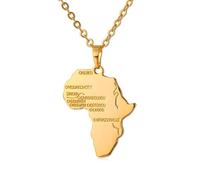 Générique Gold Plated African Map Pendant Necklace Jewelry for Women Trendy Personalized Africa Motherland Continent Outline (Model 1)