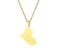 Générique Gold Plated Allah Name Iraq Map Pendant Necklaces Fashion Stainless Steel Pendant Necklace for Men and Women (Model 1)