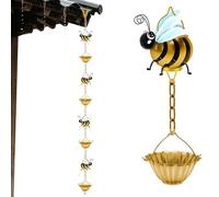 Générique Gold-Plated Bee Rain Chain - Multi-Layered Metal Water Collector | Outdoor Hanging Wind Chime, Replaceable Drain Pipe | Garden Ğift