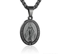 Générique Gold Plated Catholic Christian Jewelry Mother Cameo Design Virgin Mary Pendant Necklace Jewelry Vintage Textured Medallion Coin Pendant Oval (Model 3)