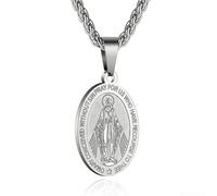 Générique Gold Plated Catholic Christian Jewelry Mother Cameo Design Virgin Mary Pendant Necklace Jewelry Vintage Textured Medallion Coin Pendant Oval (Model 2)