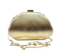Générique Gold Shell Clutch Bag PU Leather 20.5x13x4cm Evening Handbag With Chain Strap For Women Wedding Party Cocktail Formal Dinner Elegant Gift