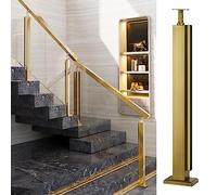Générique Gold Stainless Steel Railing Post System - Modern Deck & Patio Guardrail Kit for 10mm-12mm Thick Glass Panels (Gold End Post, 110cm) - Durable & Stylish Safety Solution