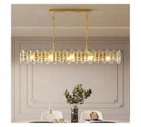 Générique Golden Luxury Crystal Chandelier Villa Staircase Living Room Bedroom Lighting Fixtures(Warm White,Length 90cm)