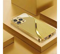 Générique Golden Scale Pattern Hard Case for iPhone, Slim Protective Cover Compatible, Scale-Patterned Gold Plating, for iPhone 17/16/15/14/13 Pro Max (16 Pro Max,Gold)