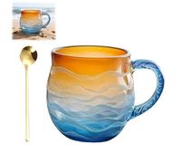 Générique Golden Tide Mug, Glass Ocean Wave Coffee Mugs, 2026 New 12-Oz Sea Glass Ocean Wave Mug, Unique Waves Shape Design Beach Drinkware, dedicated to ocean enthusiasts (1pcs)