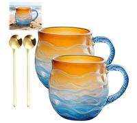 Générique Golden Tide Mug, Glass Ocean Wave Coffee Mugs, 2026 New 12-Oz Sea Glass Ocean Wave Mug, Unique Waves Shape Design Beach Drinkware, dedicated to ocean enthusiasts (2pcs)